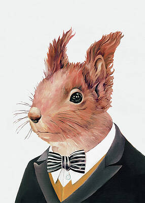 Wall Art - Painting - Red Squirrel by Animal Crew
