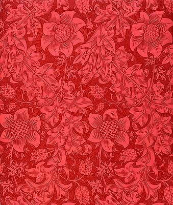Wall Art - Drawing - Red Sunflower Wallpaper Design, 1879 by William Morris