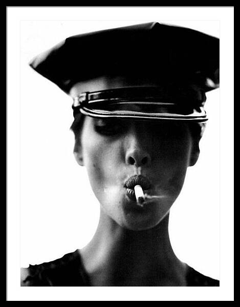 Helmut Newton-christy Turlingtone-smoking Hot Icons Framed Print