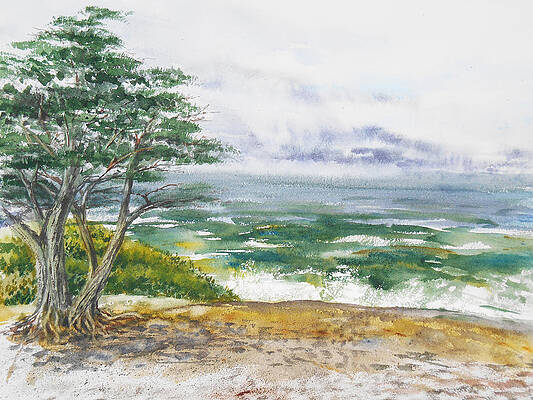 Wall Art - Painting - Stormy Morning At Carmel By The Sea California by Irina Sztukowski