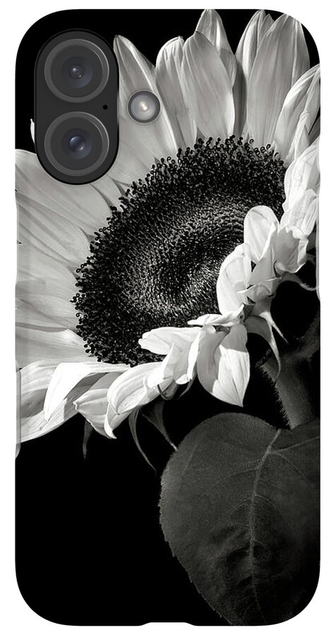 iPhone Case - Sunflower in Black and White by Endre Balogh