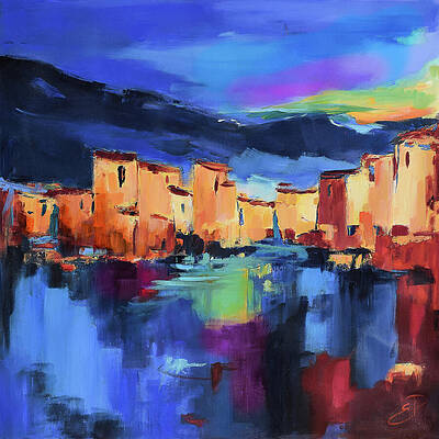 Wall Art - Painting - Sunset Over the Village by Elise Palmigiani