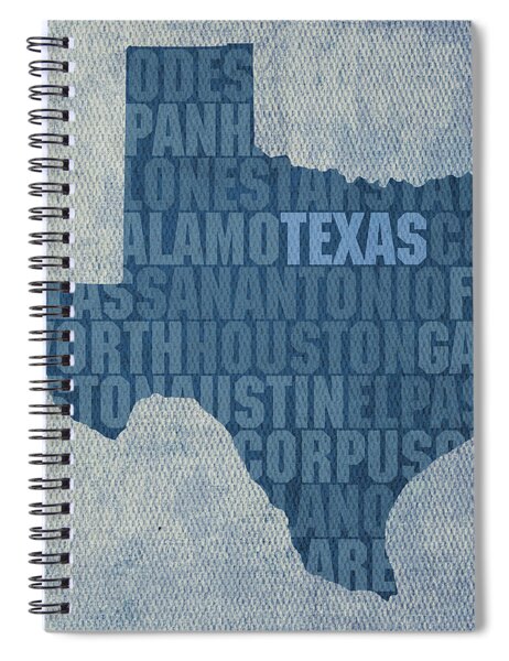 Texas Word Art State Map On Canvas Spiral Notebook