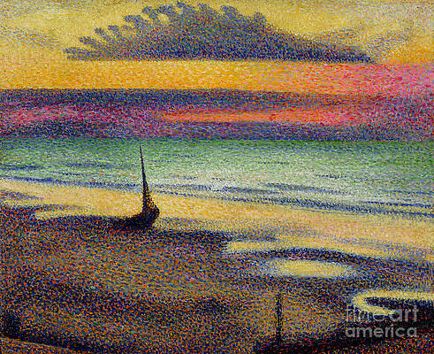 Wall Art - Painting - The Beach at Heist by Georges Lemmen