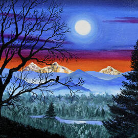 Three Sisters Overlooking a Moonlit River by Laura Iverson