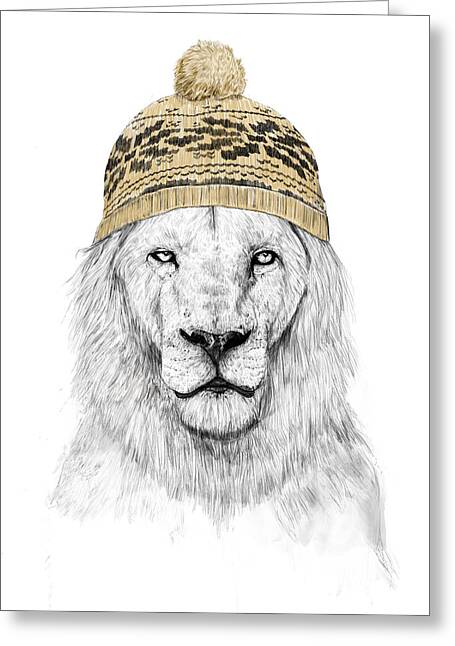 Winter Lion Greeting Card