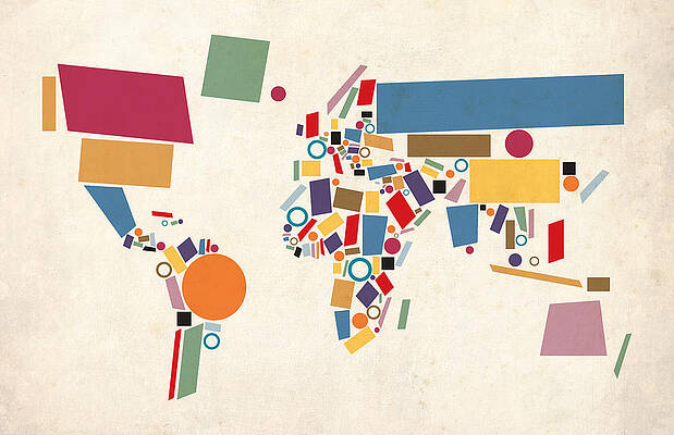 Wall Art - Digital Art - World Map Abstract by Michael Tompsett