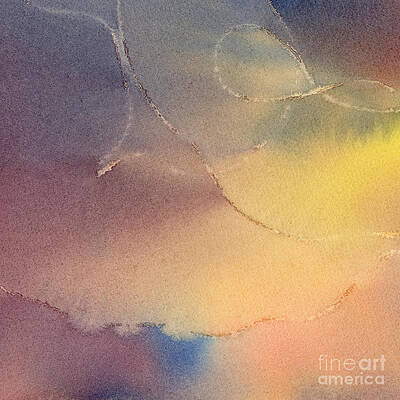 Wall Art - Painting - Yellow Orange Blue Watercolor Square Design 3 by Sharon Freeman