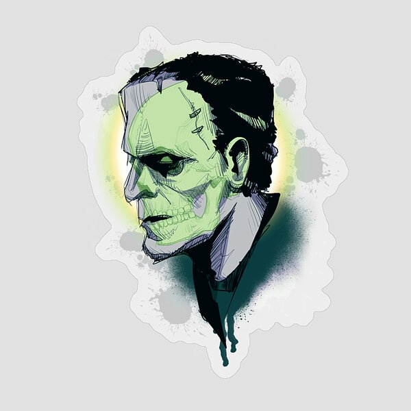 Frankenskull Sticker