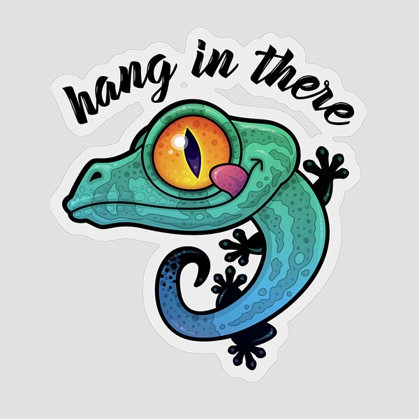 Hang In There Colorful Gecko Sticker