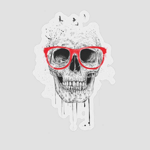 Skull With Red Glasses Sticker